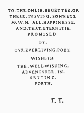 The Dedication to the Sonnets, 1609
